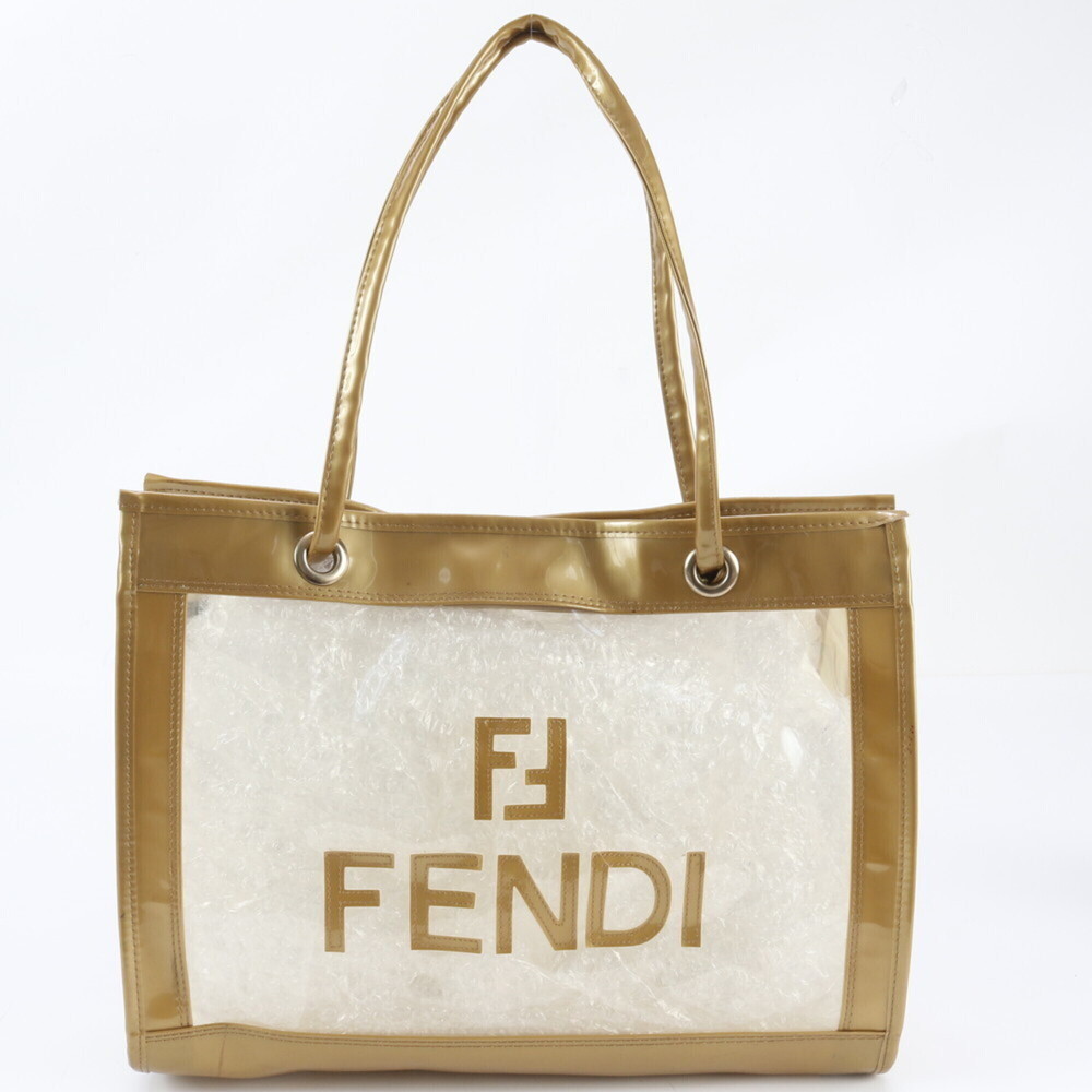 Fendi Clear Tote Bag, Shoulder Handbag, Gold, Women's